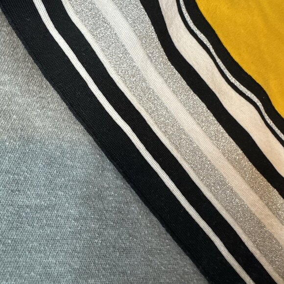 Victoria’s Secret Pink Campus Crew Golden Glow Sweater XS Glitter Gray Yellow - Picture 7 of 10